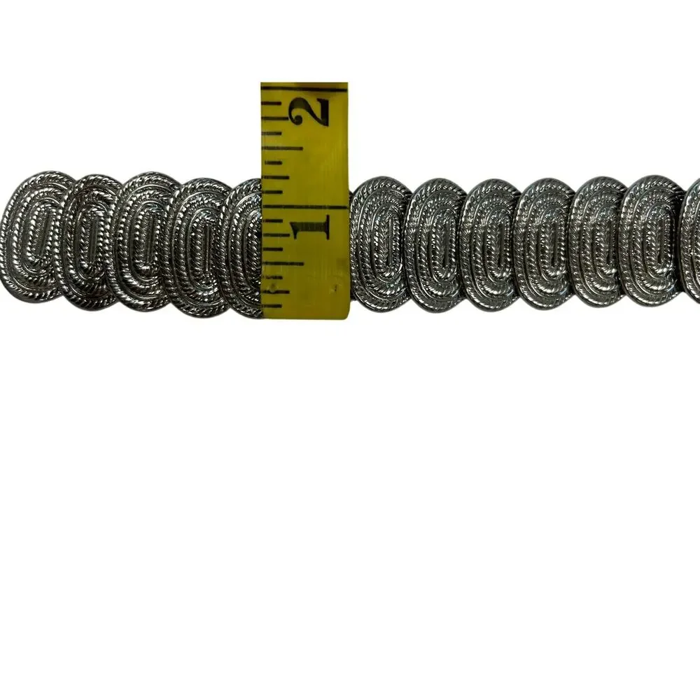 Vtg Silver Tone Metal Scale Waist Belt- 28x1.5